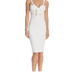 Elegant Cream Lace-Up Dress